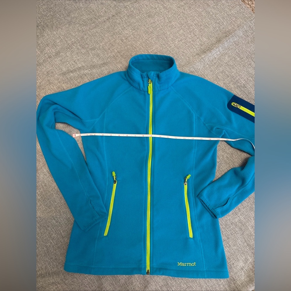 Marmot Women’s Polartech Fleece Zip Jacket Coat Size Small Blue Green